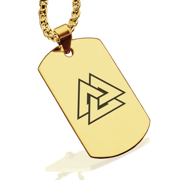 Stainless Steel Viking Valknut Dog Tag Pendant Necklace