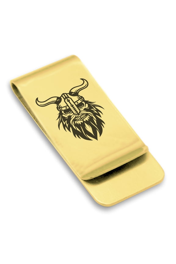 Stainless Steel Viking Warrior Champion Classic Slim Money Clip Credit Card Holder
