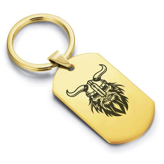 Stainless Steel Viking Warrior Champion Dog Tag Keychain Circle Ring