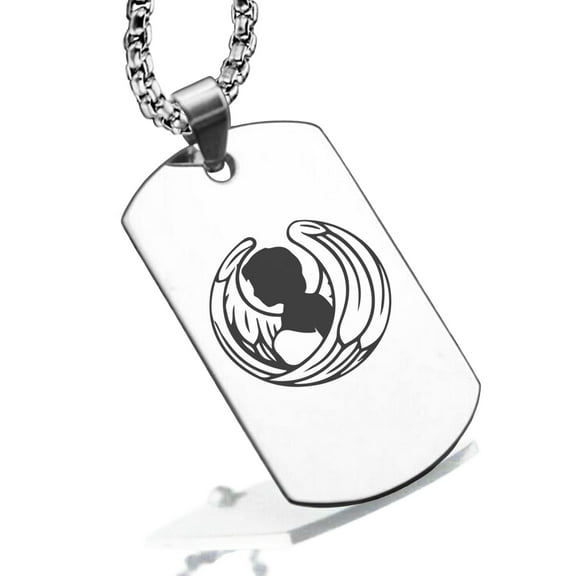 Stainless Steel Virgo Zodiac (Maiden) Dog Tag Pendant Necklace