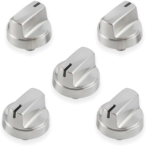 Stainless Steel WB03X29315 Stove Knob Replacement Parts for GE Stove Knob 191D9233 GE Cooktop Knobs JGP5030SLSS JGP5036SL1SS Gas Range Burner Control Knob Electric Stove Top Knob 5Pcs