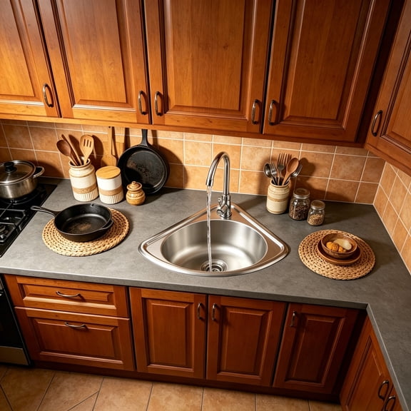 Stainless Steel Wall Mount Corner Sink, Single Bowl Triangle Basin, with Faucet & Drain Pipe, for Laundry, Kitchen