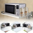 thumbnail image 1 of Stainless Steel Wall Mount Microwave Shelf, 60cm Heavy Duty Kitchen Organizer Rack with 12 Hooks for Spices & Utensils, Space Saving Storage for Microwave Oven in Apartments, 1 of 15