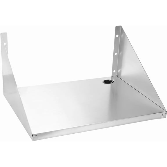 Stainless Steel Wall Mount Microwave Shelf with Side Guards, Heavy-Duty 24"x24"x12" Kitchen Appliance Rack