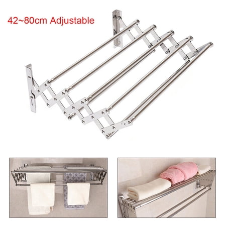 Stainless Steel Wall Mount Retractable Towel Rack Holder Bath Storage Organizer