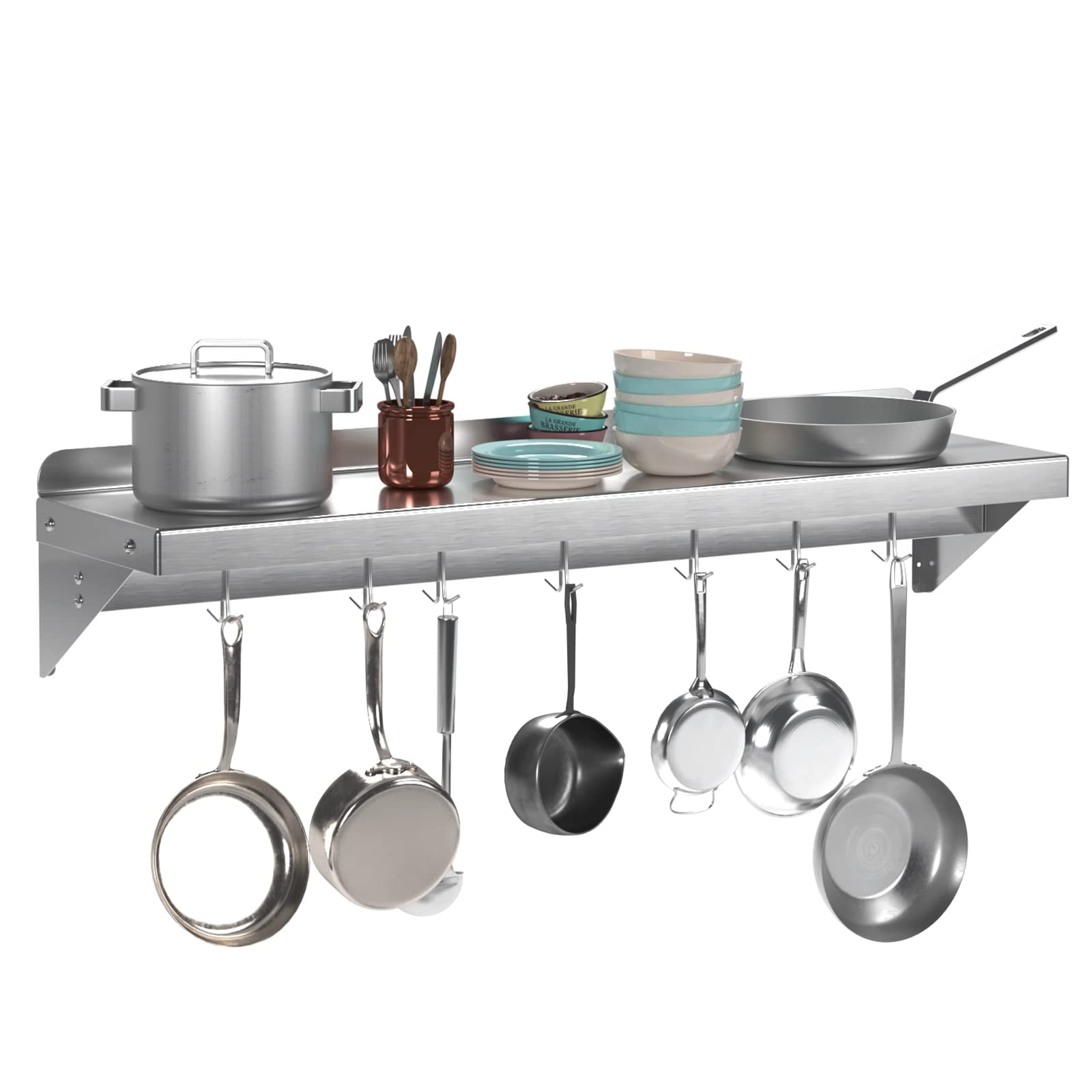 Stainless Steel Wall Mount Shelf 12 x 60 Inch, NSF Certified Shelf with ...