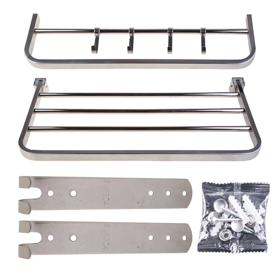 Stainless Steel Wall Mounted Foldable Bath Towel Rack Rail Holder Storage Shelf