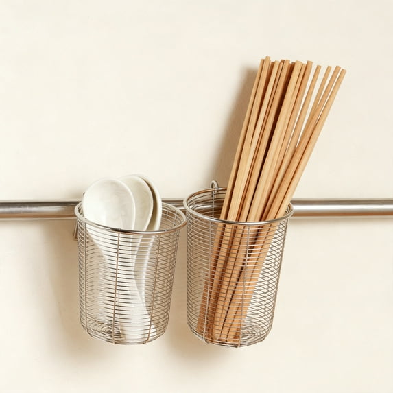 Stainless Steel Wall Mounted Kitchen Utensil Holder | Ventilated Drainage Rack for Spoons & Tools | Space-Saving Countertop Organizer with Drip Tray for Home Kitchen Sink