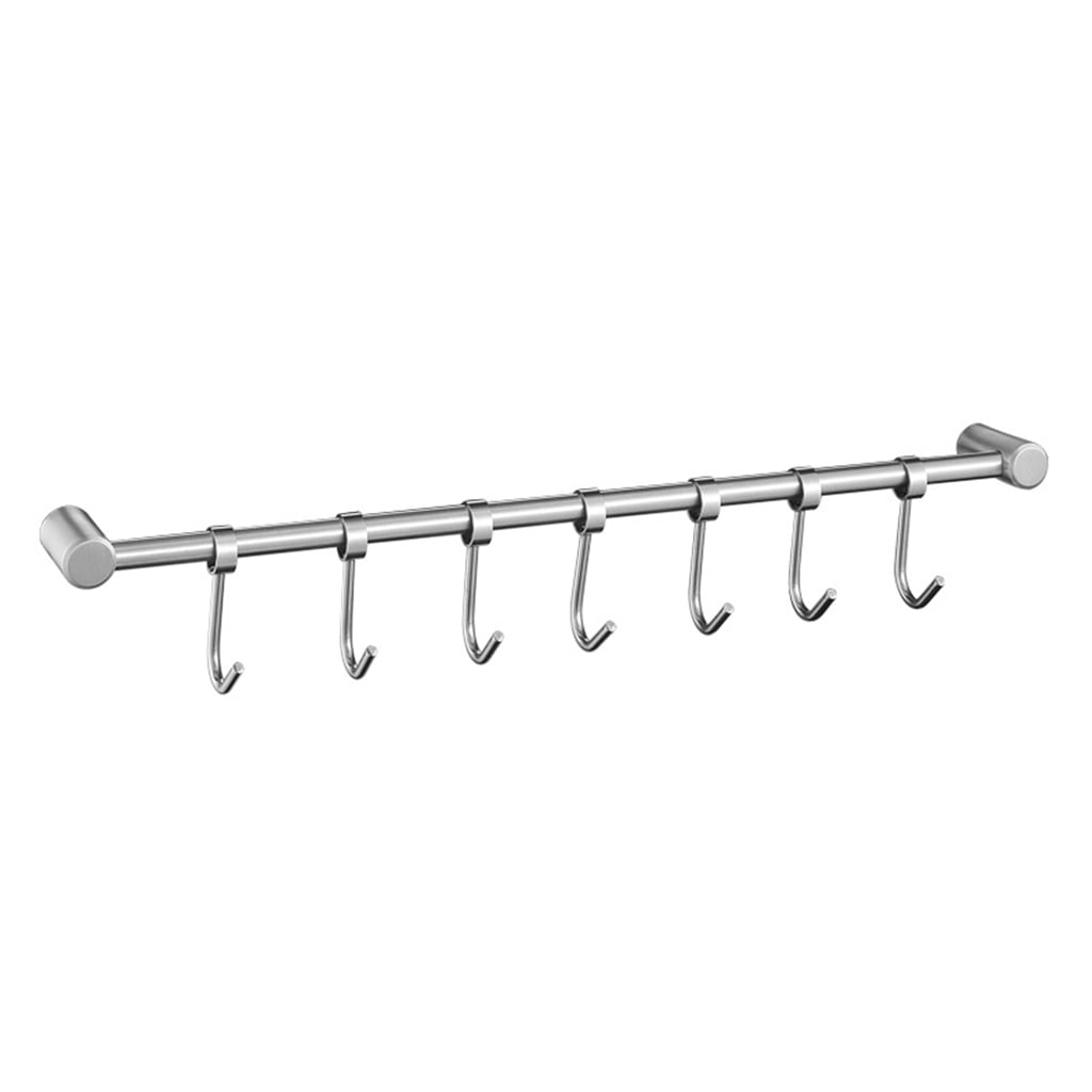 Stainless Steel Wall Mounted Pot Pan Hanging Rack Rail Kitchen Straight Bar Lid Utensil Cookware Organizer Bathroom Towel Holder with Sliding Hooks Walmart
