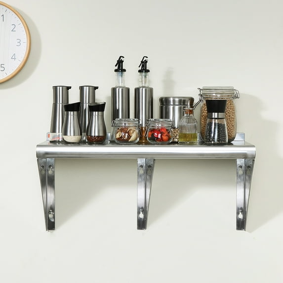 Stainless Steel Wall Mounted Shelf 18 x 60”, , Commercial Wall Shelf/Backsplash Food Service Storage Rack Shelving for Restaurant, Kitchen and Hotel