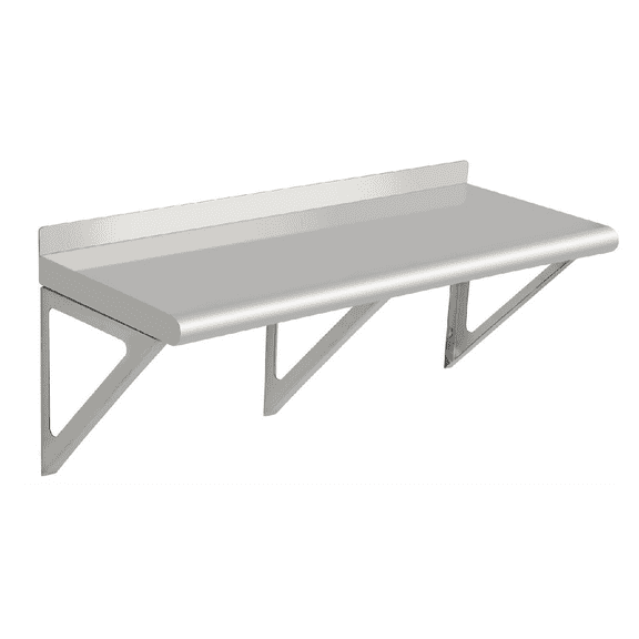 Stainless Steel Wall-Mounted Shelving  Metal Shelving with a Backsplash and Two Brackets for Kitchen Restaurant Garage Laundry Utility Room