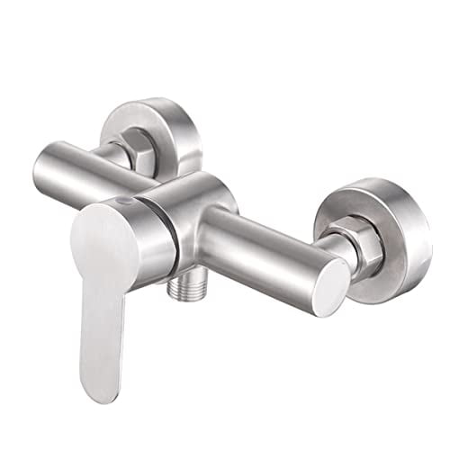 Stainless Steel Wall Mounted Shower Mixer Faucet Manual Control Plumbing Valve Switch Bathroom Tap for Cold and Hot Water