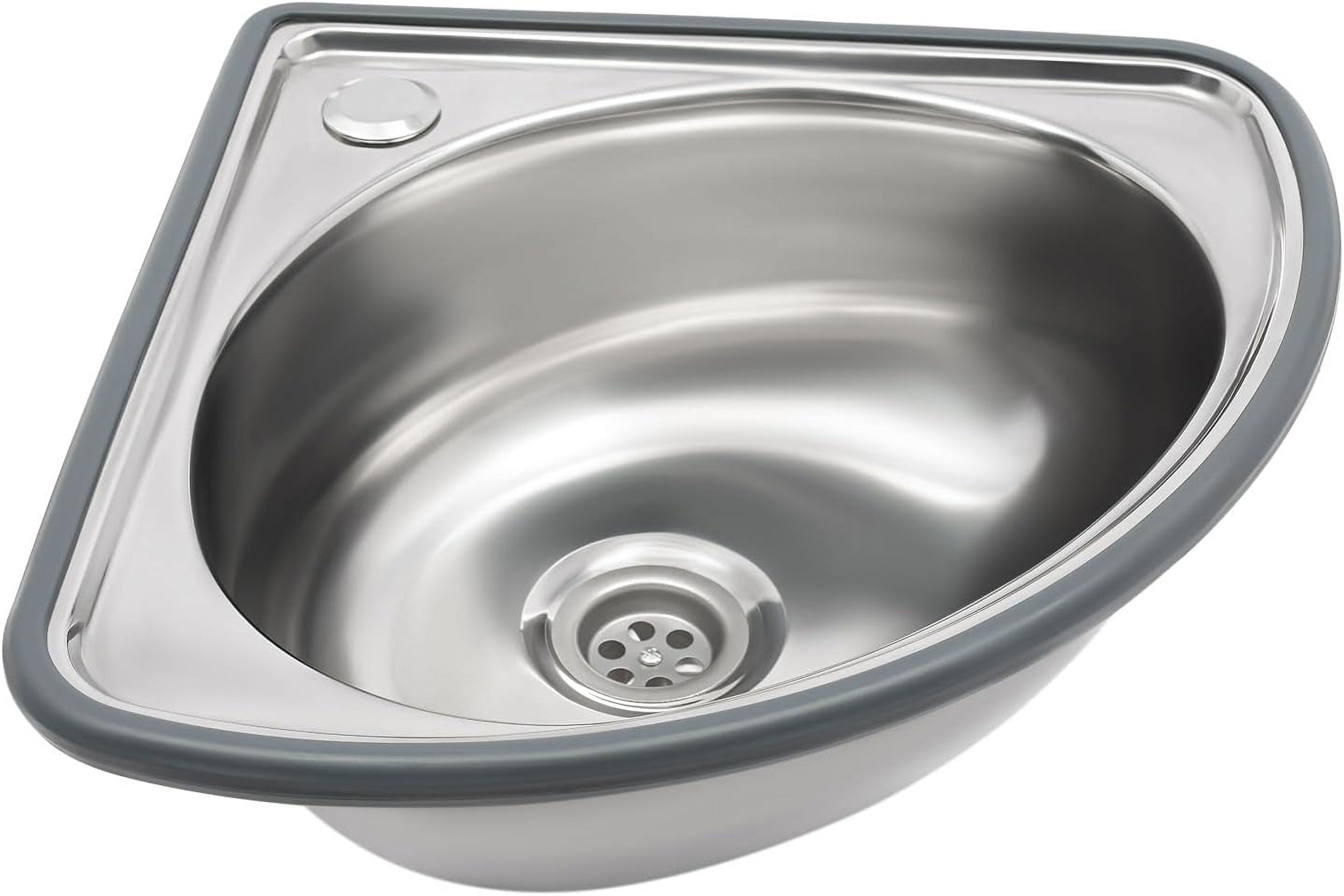Stainless Steel Wall-Mounted Single Bowl Sink Triangle Wash Basin Thick ...