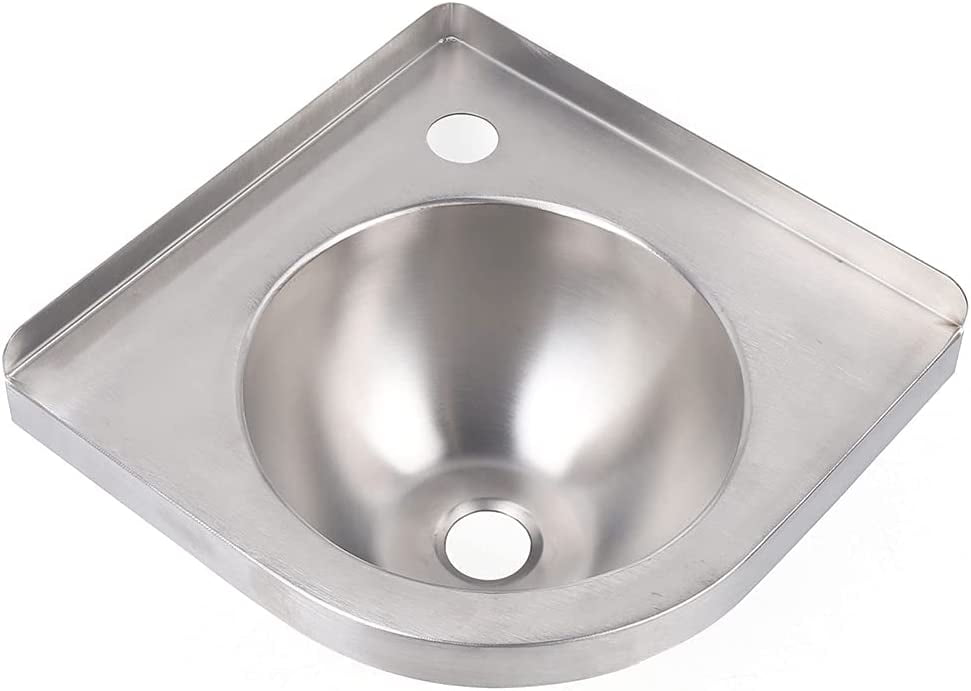 Stainless Steel Wall-Mounted Single Bowl Sink Triangle Wash Basin Thick ...