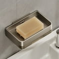 thumbnail image 1 of Stainless Steel Wall Mounted Soap Dish with Sponge Hook, Double Drainage Soap Rack for Shower Sink, Rustproof Bathroom Organizer for Bar Soap and Loofah, 1 of 6