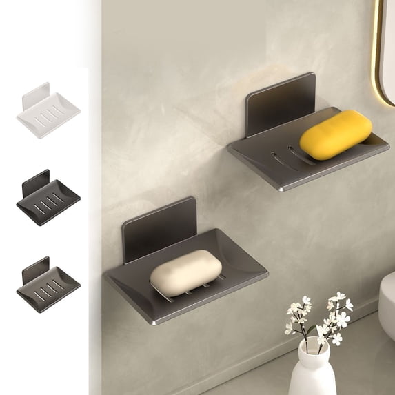 Stainless Steel Wall-Mounted Soap Rack with Drainage Holes, Rust-Resistant Bathroom Organizer
