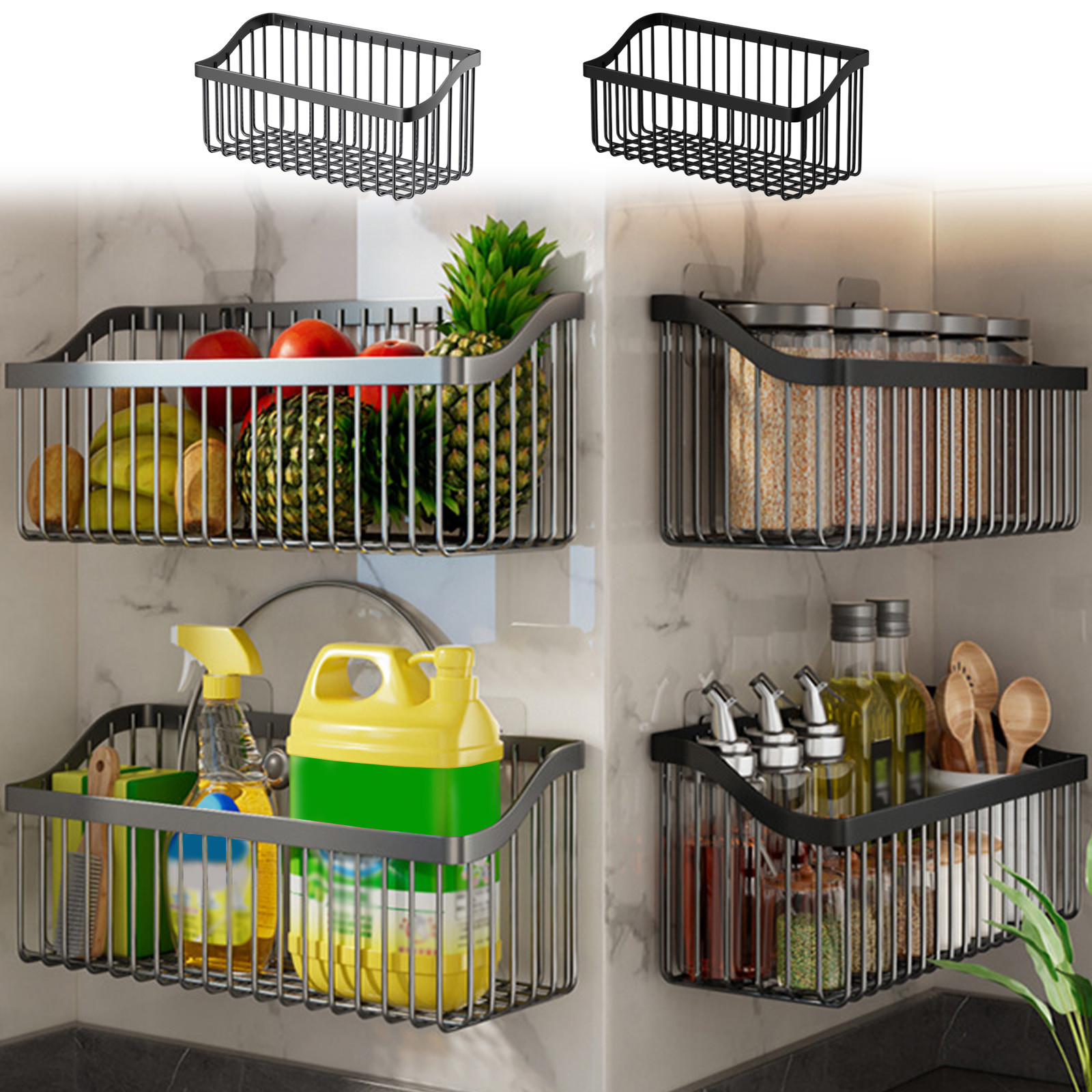 Stainless Steel Wall Mounted Spice Rack Organizer with No Drill ...