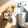 thumbnail image 1 of Stainless Steel Wall Mounted Toilet Paper Holder with Storage Shelf - Rust-Resistant Bathroom Organizer for Residential and Commercial Restrooms Silver, 1 of 6