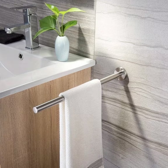 Stainless Steel Wall-Mounted Towel Bar for Bathroom Rust Resistant Modern Towel Rack with Wire-Drawing Finish