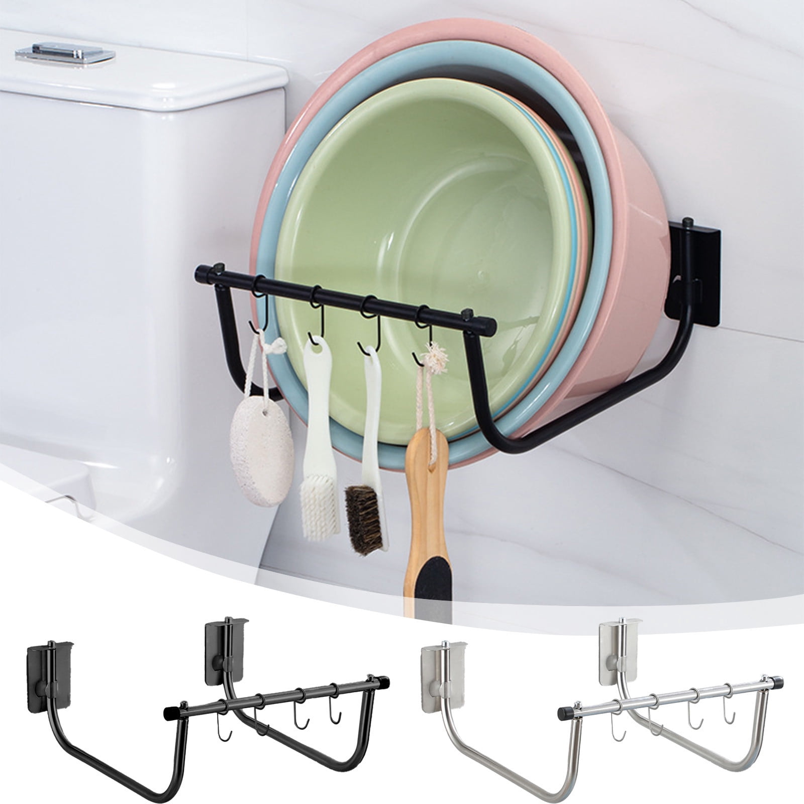 Stainless Steel Wall Mounted Washbasin Rack, Foldable Basin Storage, No ...