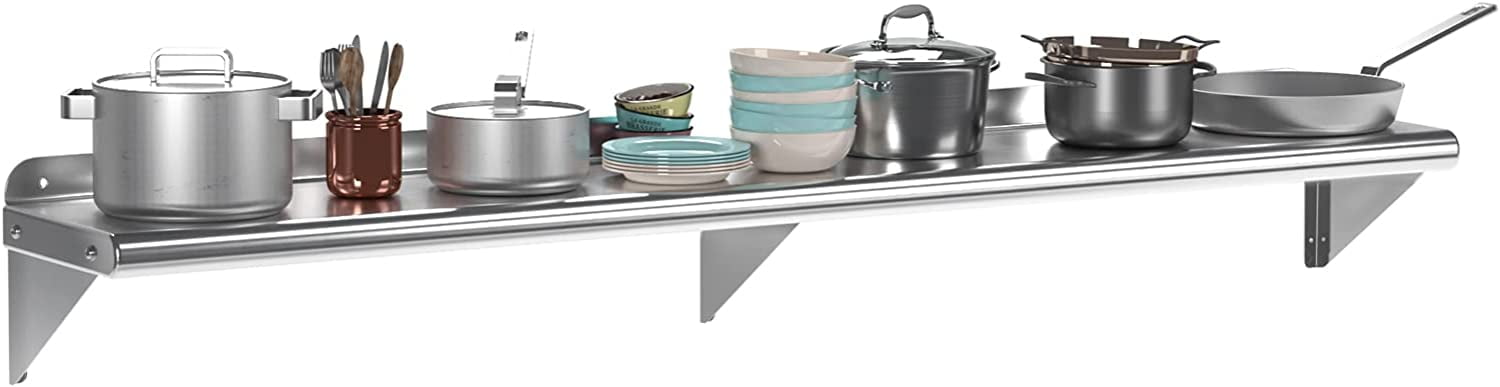 Stainless Steel Wall Shelf, 12'' x 60'', [NSF Certified] 315 lbs Load ...