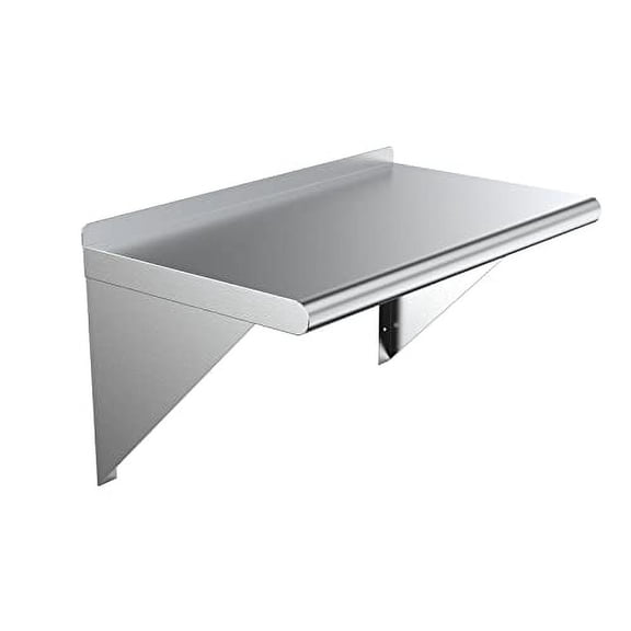 Stainless Steel Wall Shelf 18" x 30" NSF Certified Commercial Kitchen Shelf with Wall Mount Brackets for Restaurant or Food Truck Use