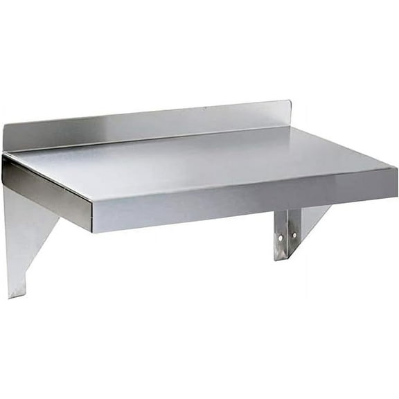 Stainless Steel Wall Shelf | Square Edge | Metal Shelving | Heavy Duty | Commercial Grade | Wall Mount | NSF Certified (6” Width x 16” Length)