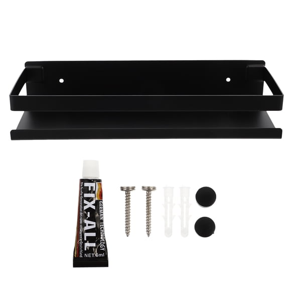 Amosfun Black Stainless Steel Wall-Mounted Rack for Bathroom and Kitchen Storage Organizer