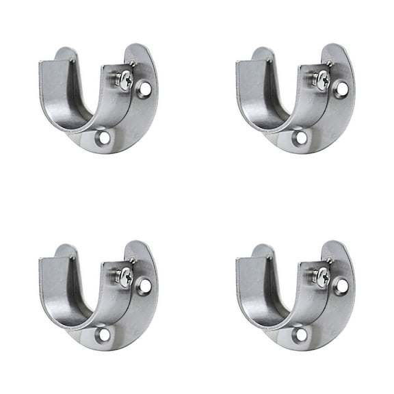 Stainless Steel Wardrobe Bracket, U-Shaped Rod Socket Flange 1-1/4" Diameter Heavy Duty Closet Rod Brackets End Supports for Closet Rod with Screws, 4 Pack, 2.28x1.89"