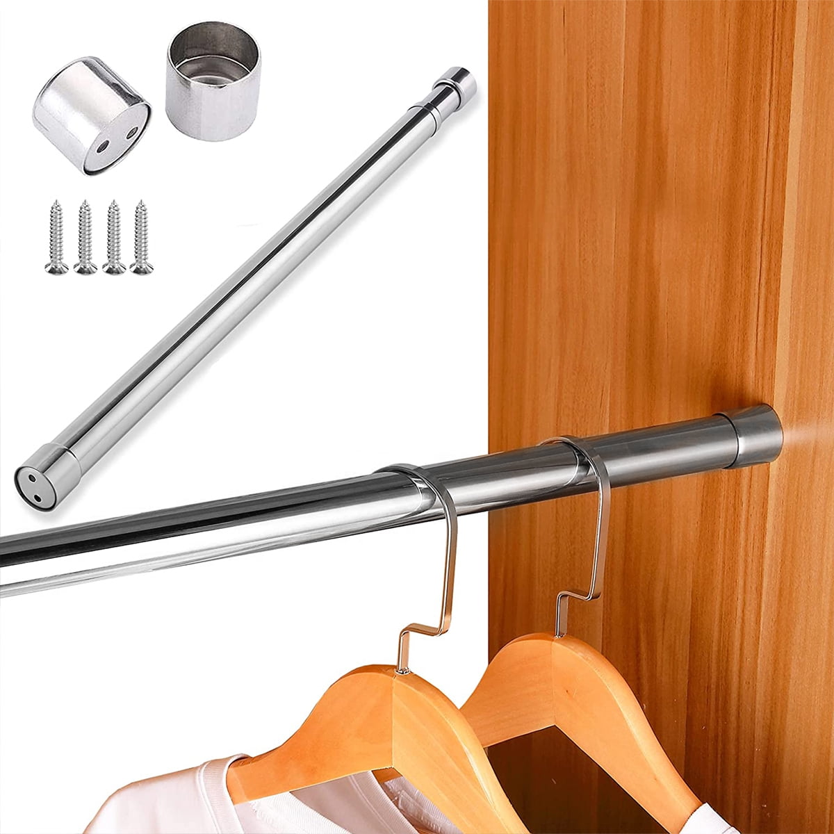 Stainless Steel Wardrobe Rail Extendable Clothes Rod 21.5 to 39.5 Inch