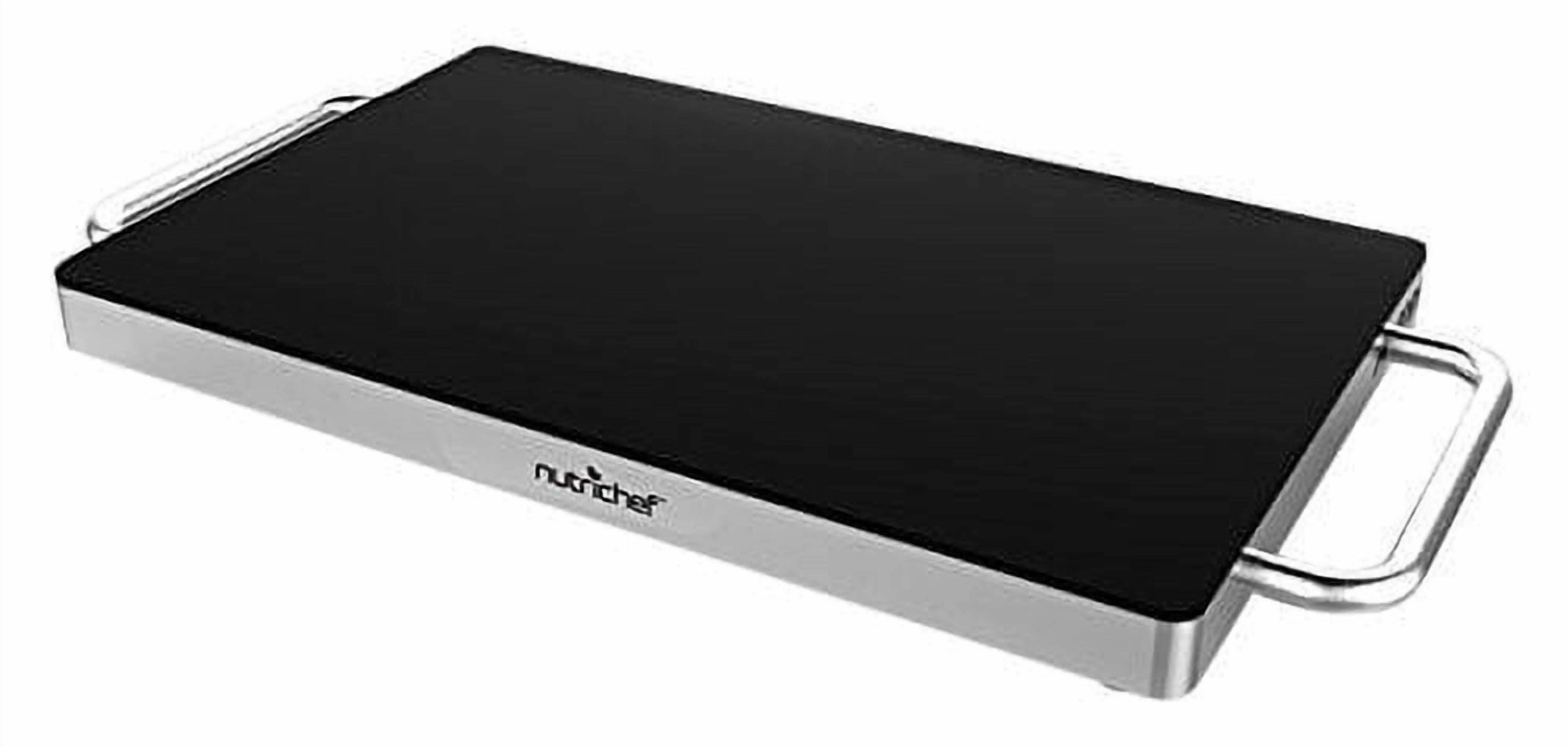 Stainless Steel Warming Hot Plate - Keep Food Warm w/ Portable Electric Food Tray Dish Warmer w/ Black Glass Top, For Restaurant, Parties, Buffet Serving, Table or Countertop Use - NutriChef AZPKWTR15