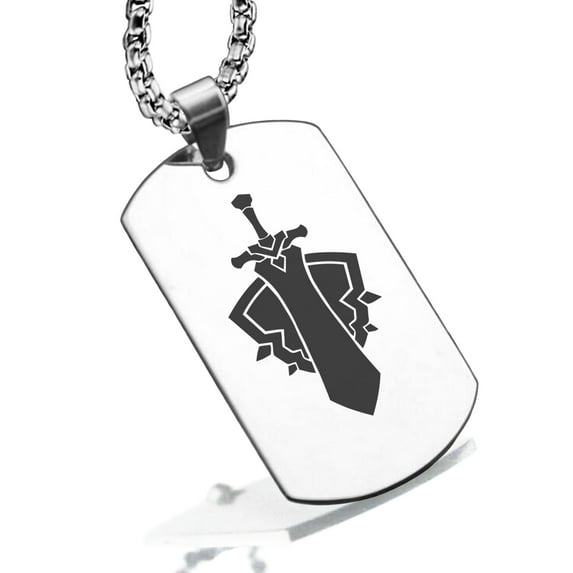 Stainless Steel Warrior Fantasy Class Dog Tag Pendant Necklace