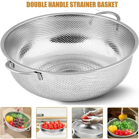Stainless Steel Wash Basket Rice Colander Strainer, Spaghetti Metal Sink Mesh 37.5 cm