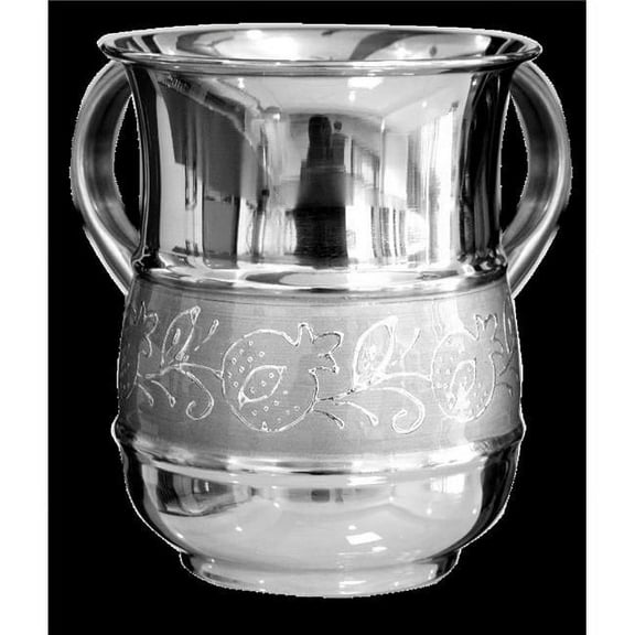 Stainless Steel Wash Cup, Silver Pomegranate