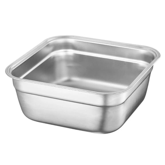 Stainless Steel Washing Up Bowl 11 Inch, Multi-Purpose Square Dish Tub for Kitchen Sink, Large Vegetable Washing Basin, Durable Dishpan for Home, Cookware