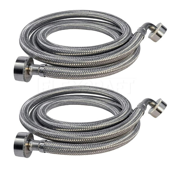 Flexcraft Washer & Dryer Accessories Burst Proof Supply Hose for Most Washing Machines (2 Count)