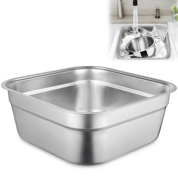 Stainless Steel Washing Up Bowl, Multi-Purpose Dish Tub for Sink, Large Square Container for , Vegetable Washing Basin, Durable Dishpan for Home