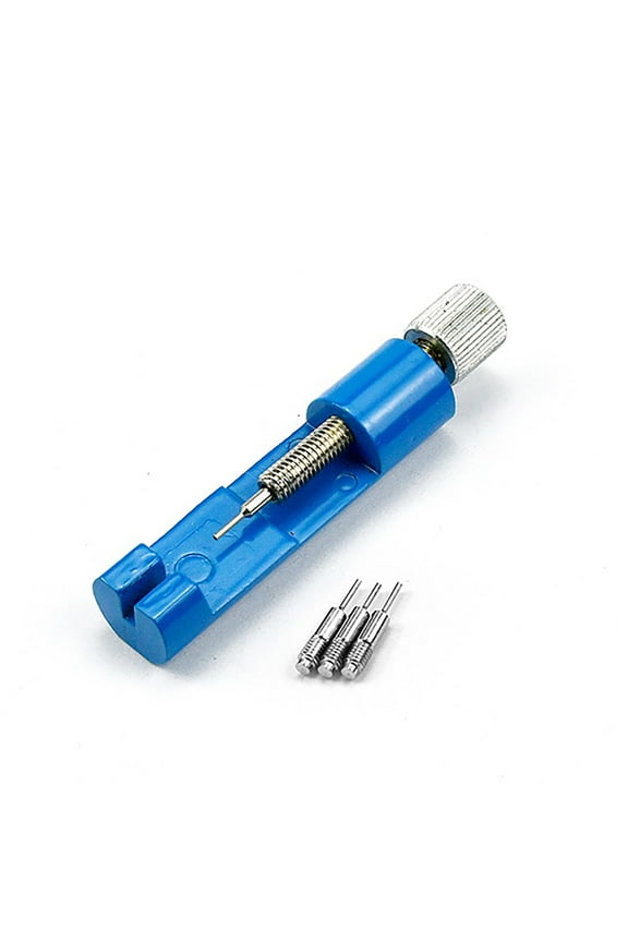 Stainless Steel Watch Band Adjuster Tool Kit Blue Strap Link Remover with 3 Spare Pins Portable Watch Repair Tool for Bracelet Sizing Link Removal Adjustment