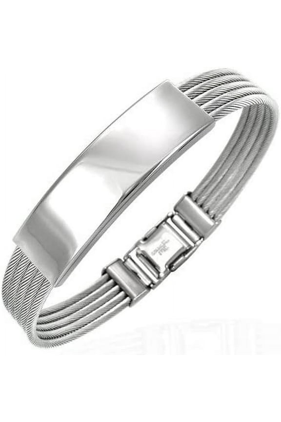 Stainless Steel Watch-Style Celtic Twisted Cable Wire Bracelet
