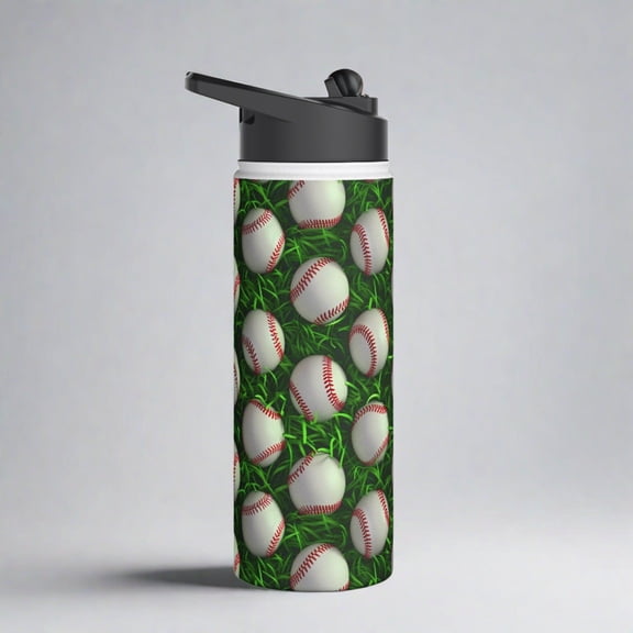 Stainless Steel Water Bottle, 18oz, 3D Baseball - Double Wall Insulation Keeps Drinks Hot or Cold