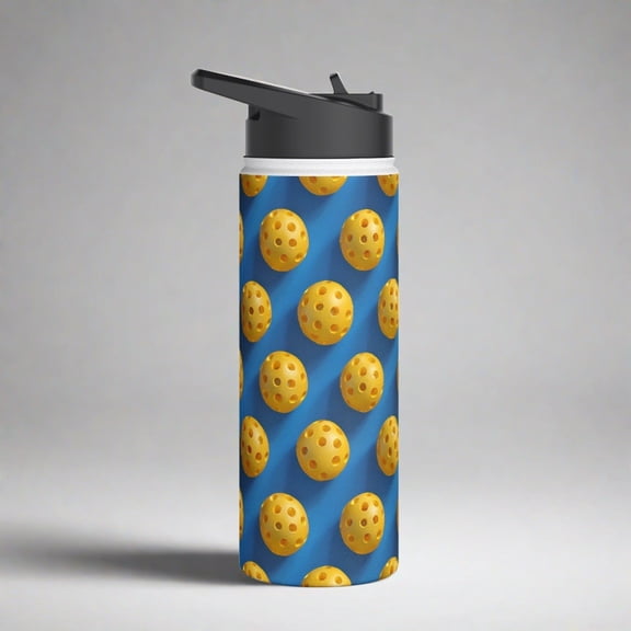 Stainless Steel Water Bottle, 18oz, 3D Pickleball - Double Wall Insulation Keeps Drinks Hot or Cold
