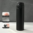thumbnail image 1 of Stainless Steel Water Bottle 450ml Double Wall Vacuum Insulated Handle Bounce Lid Leakproof 12 Hour Hot Cold Portable for Men Women Work Travel Office, 1 of 5