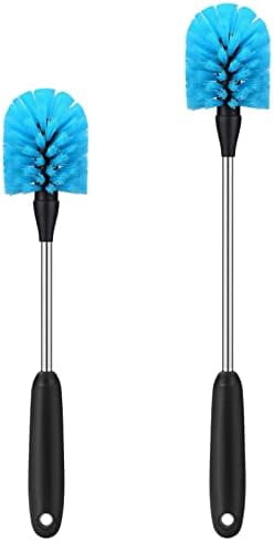 Stainless Steel Water Bottle Brush, Long Handle Scrubbing Brush, Built for Cleaning Sports Bottles, Baby Bottles, Cups, Coffee Mugs, Glasswares, Wine Decanters, Flask, 2 Pack, 13 in - 15 in