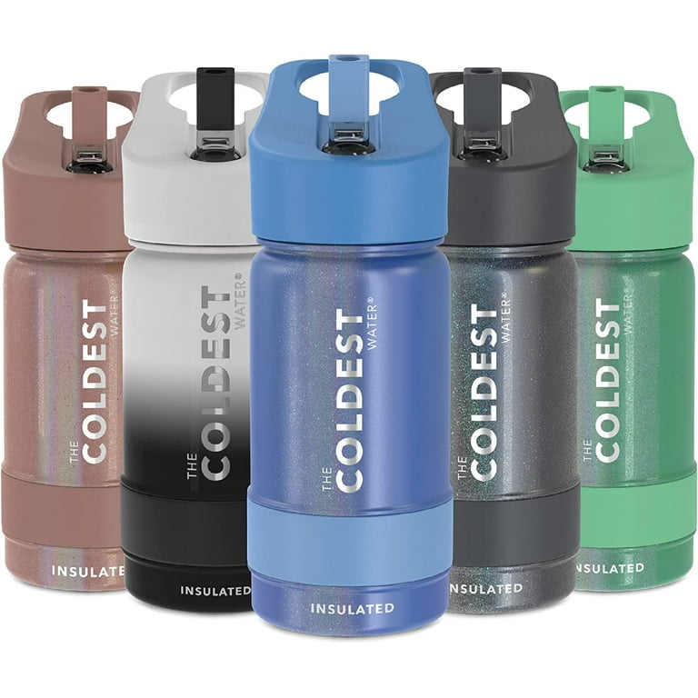 Kids Stainless Steel Insulated Water Bottle Vacuum with Staw 13 oz, Blue Ocean