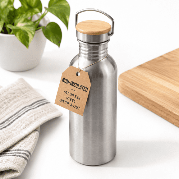 Stainless Steel Water Bottles 32 Oz Non-insulated Single Wall Metal Bottle Reusable &dishwasher Safe -