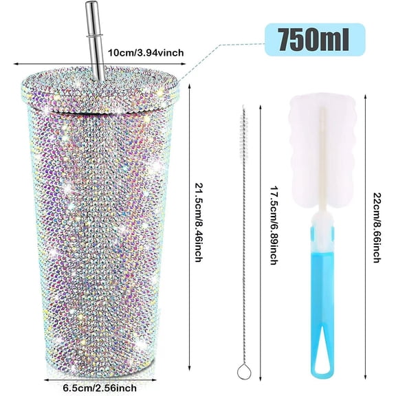 Stainless Steel Water Bottles Diamond Full Rhinestone Coffee Cups Bling Water Cups