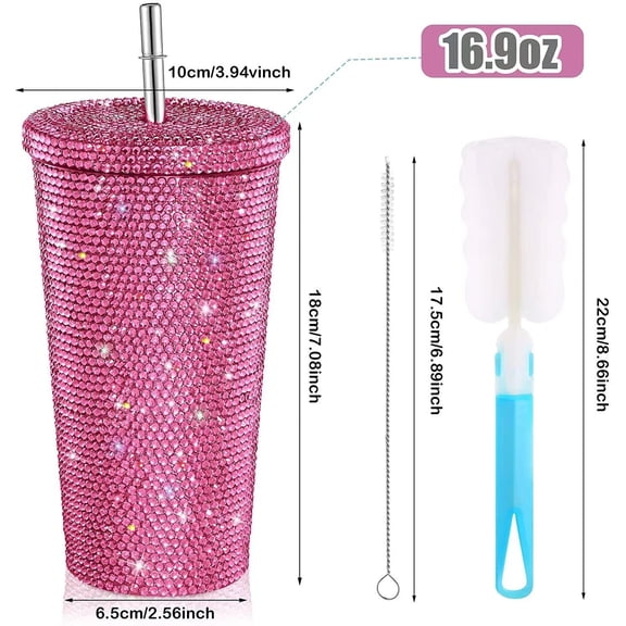 Stainless Steel Water Bottles Diamond Full Rhinestone Coffee Cups Bling Water Cups
