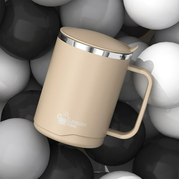 Stainless Steel Water Cup - Double Wall Insulated, Leakproof Lid, Temperature Retention, Office Travel Coffee Tea Mug, topliu
