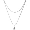 thumbnail image 1 of Stainless Steel Water Drop Charm Dual Chain Wedding Statement Collar Necklace, 1 of 1
