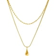 thumbnail image 1 of Stainless Steel Water Drop Charm Dual Chain Wedding Statement Collar Necklace, 1 of 2